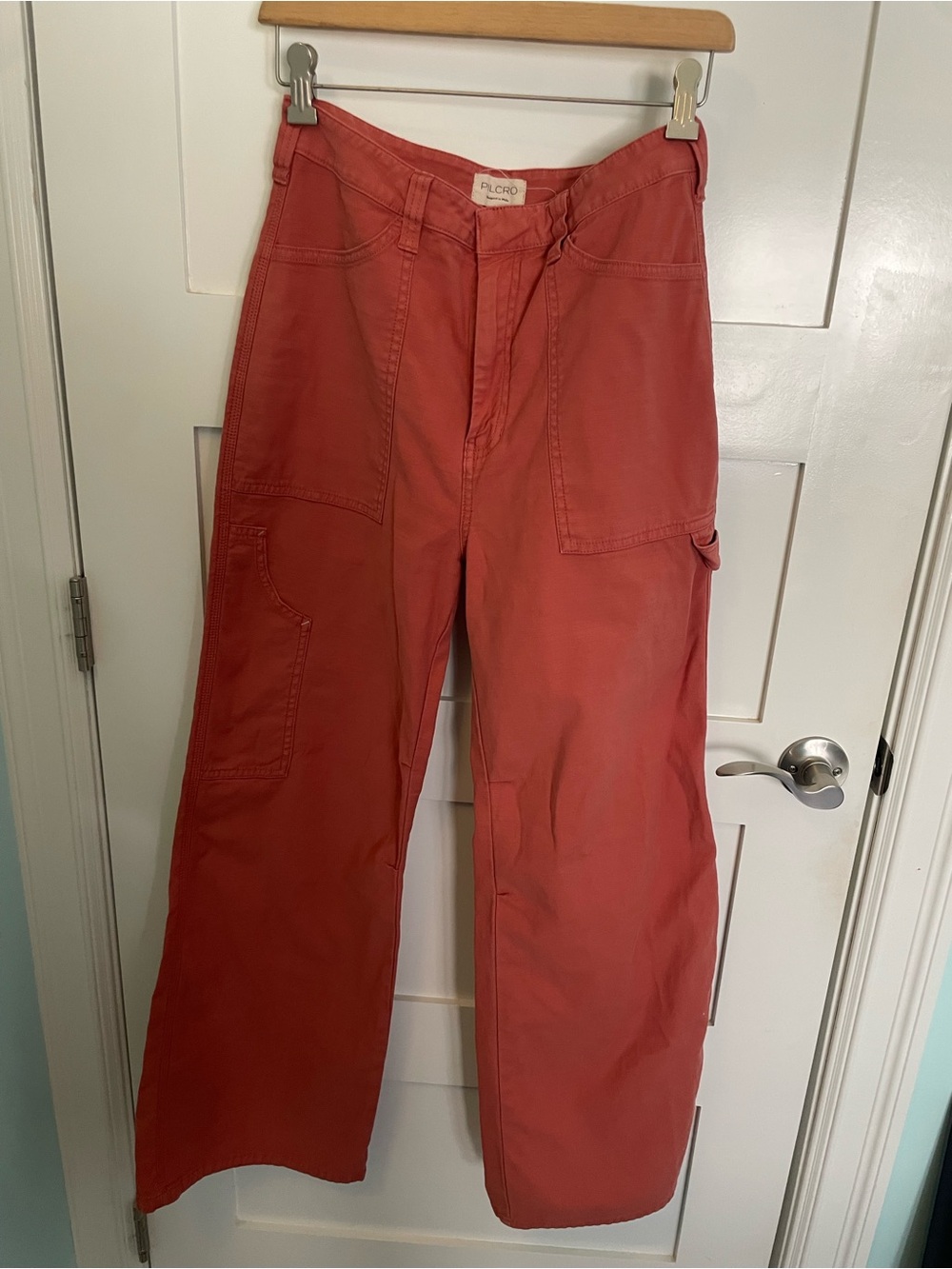 Pilcro Wide-Leg Utility Pants — Rust